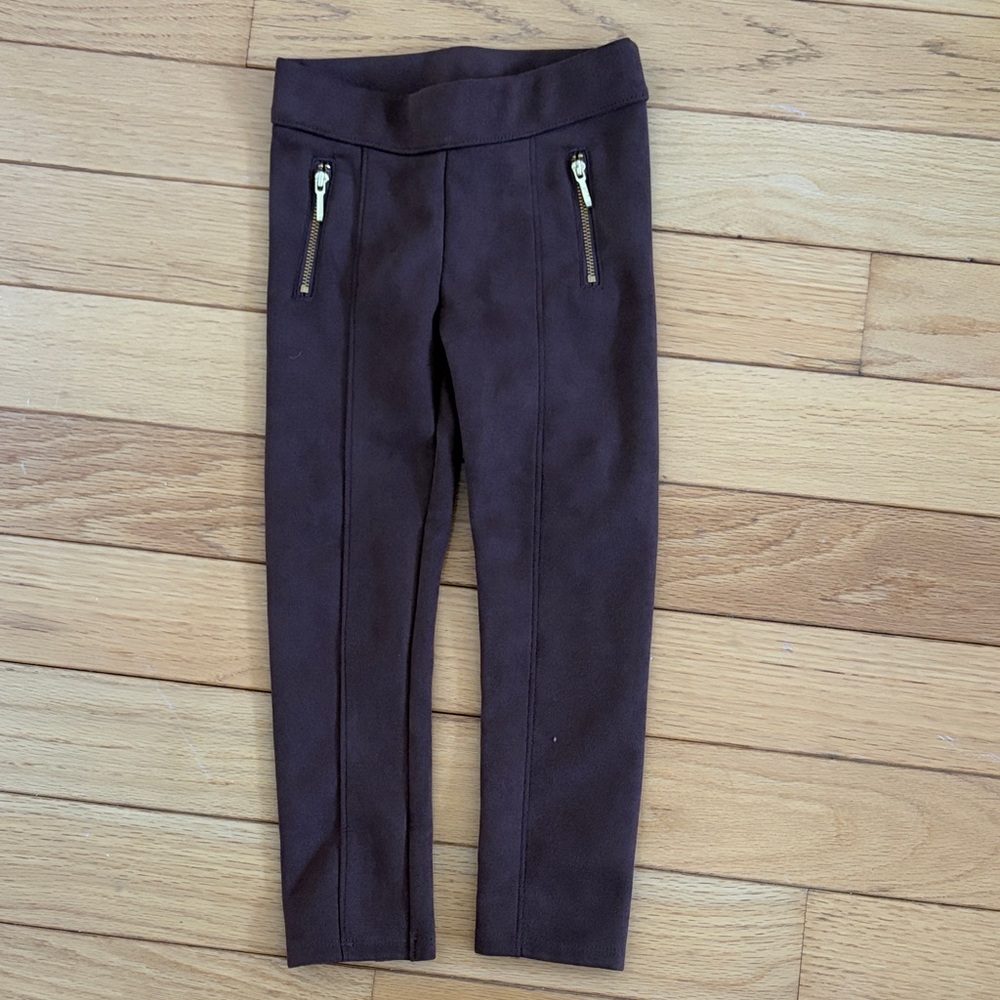 Janie and Jack Chocolate Brown Leggings with Gold Zippers